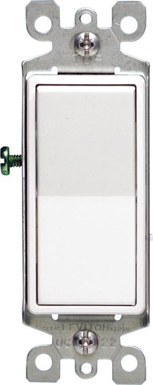 Leviton 05601-2WS Decora 15 Amps Single Pole Rocker Ac Quiet Switch White