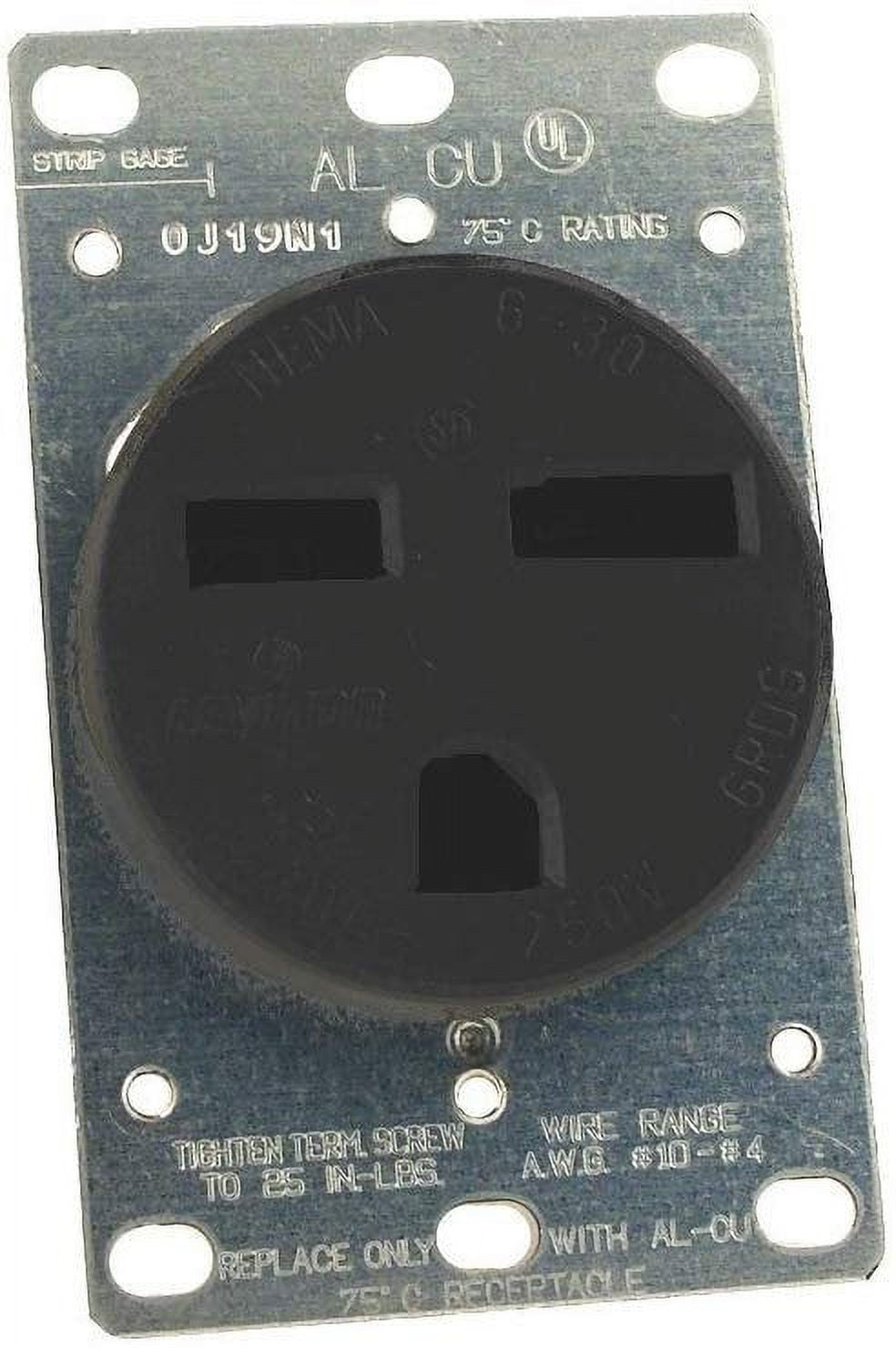 Black 30 Amp Tamper Resistant Commercial Outlet with Wall Plate