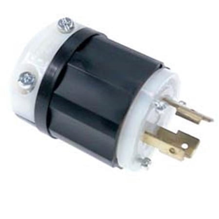 Leviton 2311 20 Amp, 125 Volt, NEMA L5-20P, 2P, 3W, Locking Plug, Industrial Grade, Grounding - Black-White