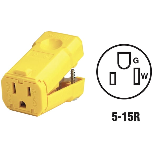 Leviton 081-5259VY 15A GRND CORD CONNECTOR, Yellow