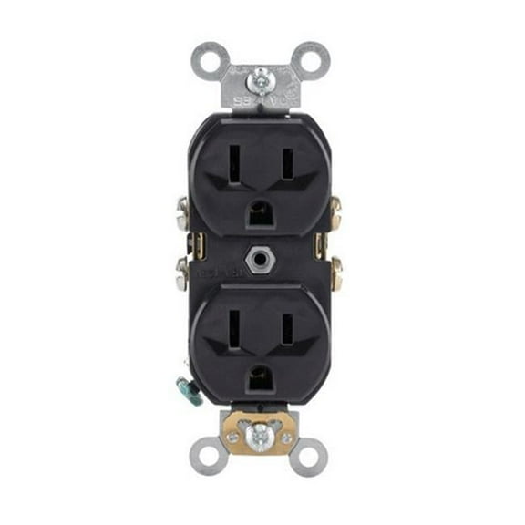 Leviton 0BR15-0ES Leviton 15 amp Black Duplex Grounded Receptacle - pack of 10