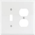 thumbnail image 1 of Leviton 0PJ18-00W White 2 Gang Thermoplastic Nylon Duplex/Toggle Wall Plate, 1 of 2