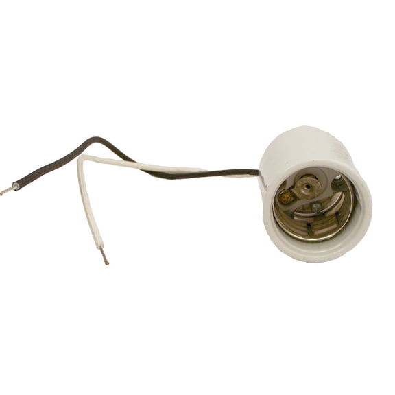 Leviton 8756 Keyless Lampholder HPS up to 400W Mogul Base 2 8-32 Lock Nuts 4KV Pulse Rated 12-Inch 14GA SEW-2 200C Leads - White
