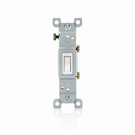 Leviton 1-Pole Residential Grade Ac Quiet Toggle Switch, White, 120 Volts, 15 Amps