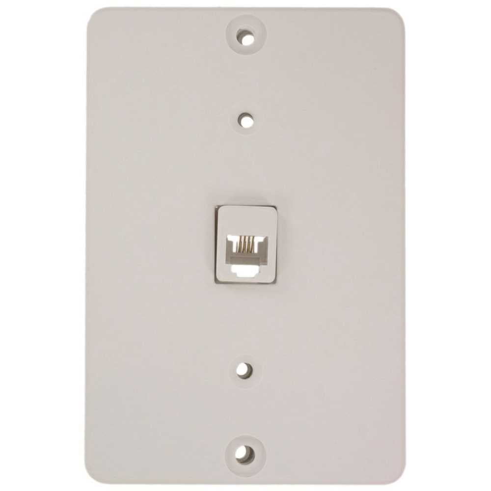 White ABS Plastic 1-Port Telephone Wall Plate