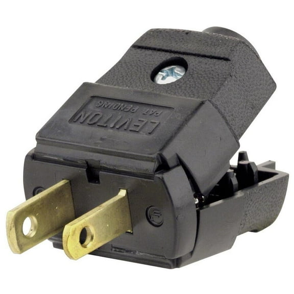 Leviton 101-EP 15 Amp, 125 Volt, Residential Grade, Polarized, Non-Grounding Plug, Black - 20 Pack