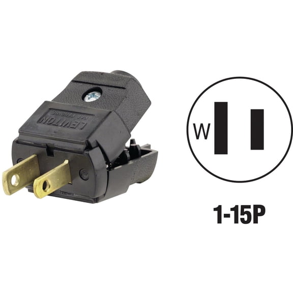 Leviton 101-EP 15 Amp, 125 Volt, Residential Grade, Polarized, Non-Grounding Plug, Black - 6 Pack