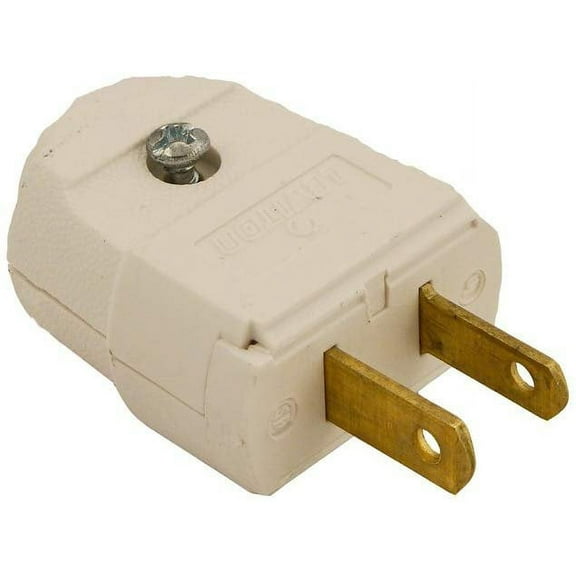 Leviton 101-WP 016-00101-0Wp Light Duty Polarized Electrical Plug, 125 V, 15 A, 2 P, 2 W, White