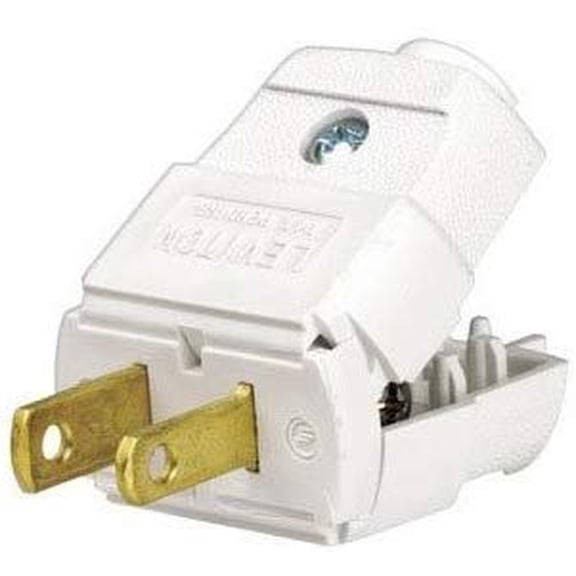 Leviton 101-WP 15 Amp, 125 Volt, Residential Grade, Polarized, Non-Grounding Plug, White - 10 Pack