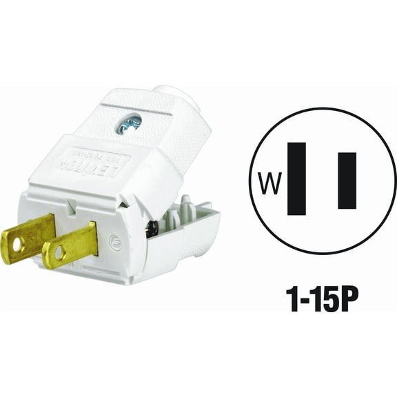Leviton 101 Cord & Plug in White UL Listed for US Residential Electrical Code Compliance, Drop-in NEC-Standard Wiring