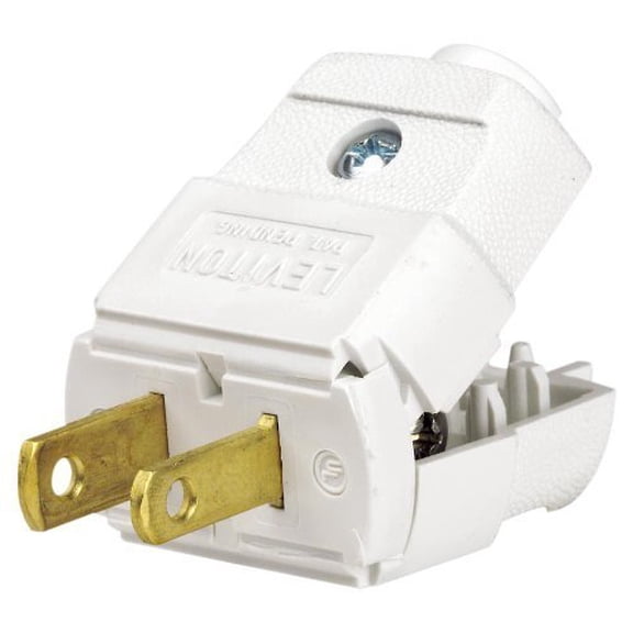 Leviton 101-WP 15 Amp, 125 Volt, Residential Grade, Polarized, Non-Grounding Plug, White - 6 Pack