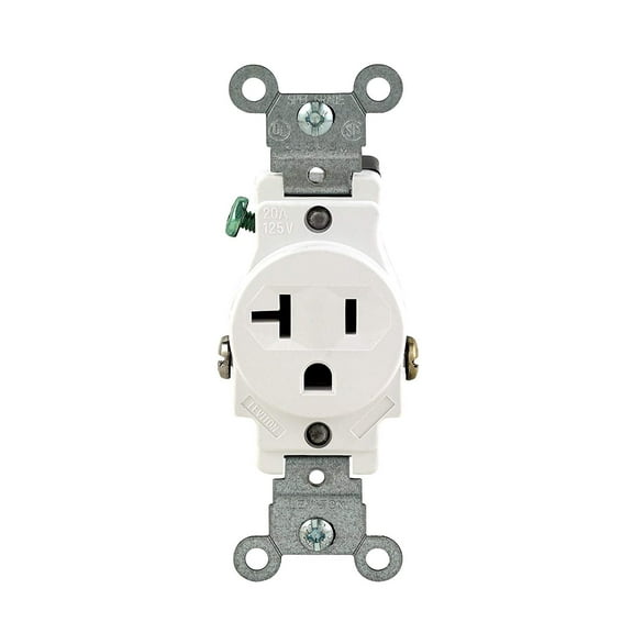 Leviton Single Receptacle Outlet 102-05801-WSP - 20 Amp 125 Volt - White