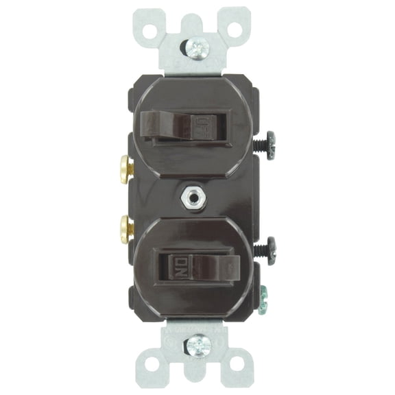 Leviton 107-05224-0SP Combo 2-Single Pole Switch, Brown