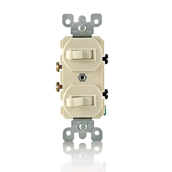 Leviton 108-05224-ISP Combo 2-Single Pole Switch, Ivory