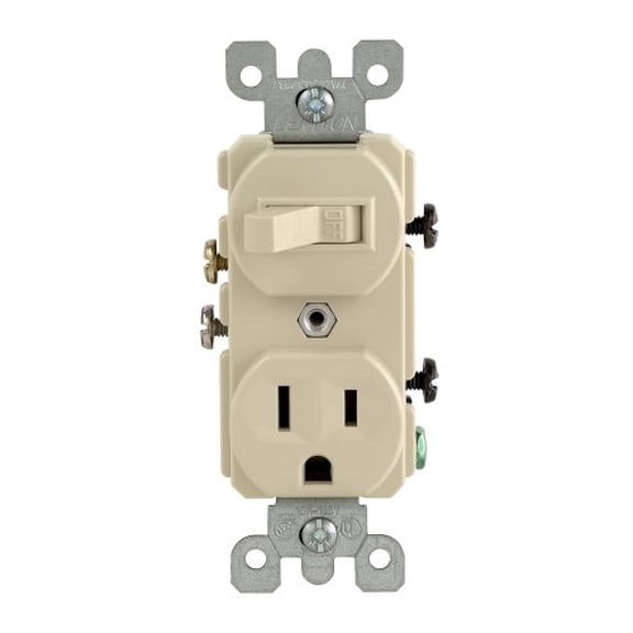 Leviton 108-05225-ISP Combo Single-Pole Switch and Receptacle, Ivory