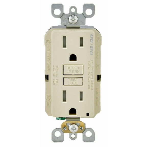 Leviton 111-AGTR1-00I 125V 15/20 AMP Ivory SmartlockPro® Dual Function AFCI & GFCI Receptacle