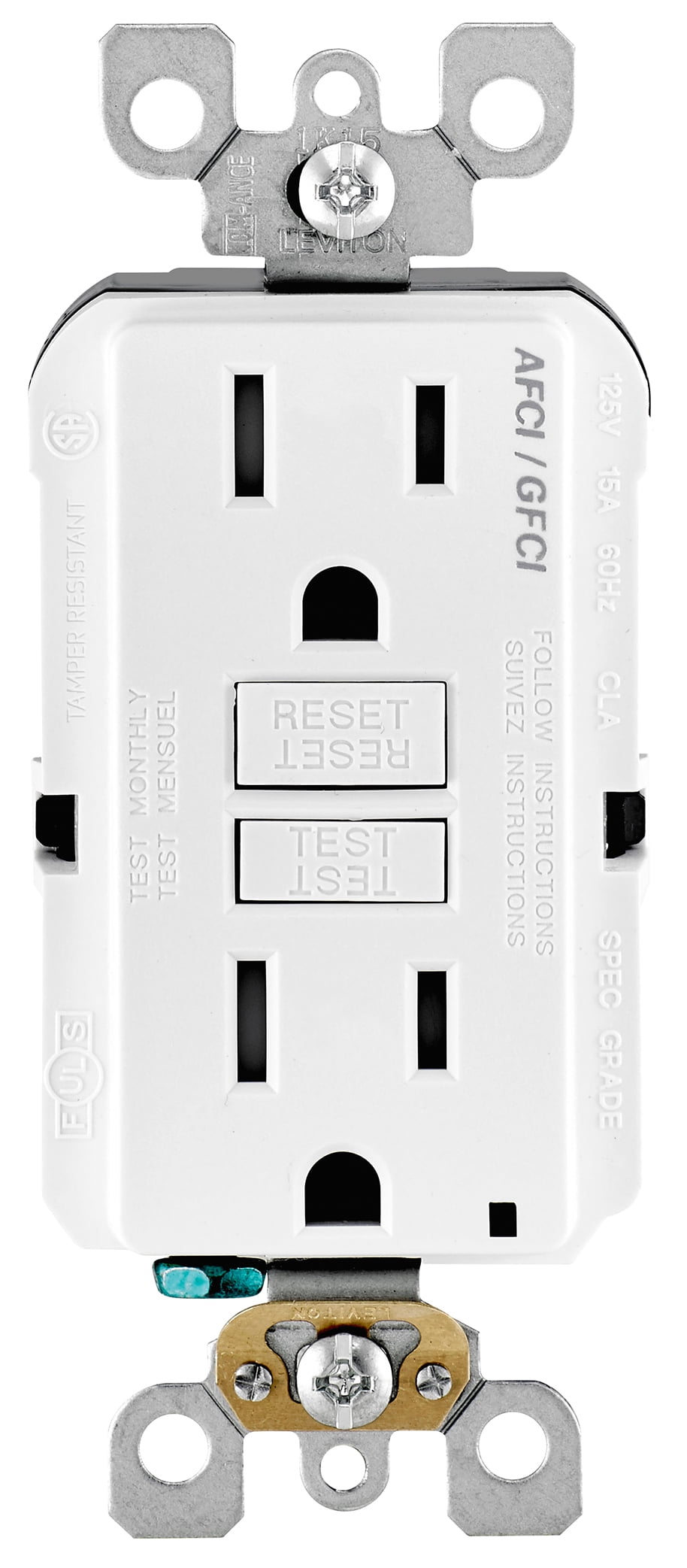 White Tamper Resistant Duplex Outlet with Indicator Light