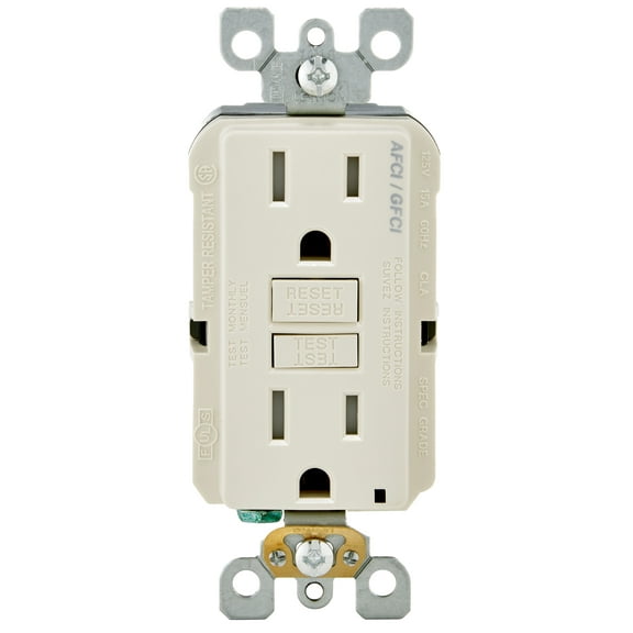 Leviton 116-AGTR1-T 125V 15/20 AMP Light Almond SmartlockPro® Dual Function AFCI & GFCI Receptacle
