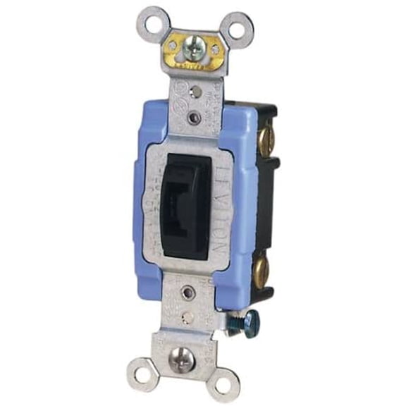 Leviton 1201-2L 15 Amp, 120/277 Volt, Toggle Locking Single-Pole AC Quiet Switch, Extra Heavy Duty Grade, Self Grounding, Brown