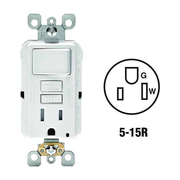 Leviton Self-Test Tamper Resistant GFCI Switch & Outlet Combination With Wallplate - Pack of 24