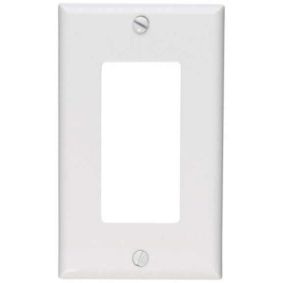 Leviton 122-80401-NW 1-Gang Decora/GFCI Device Wallplate, Standard Size, Thermoplastic Nylon, Device Mount, White