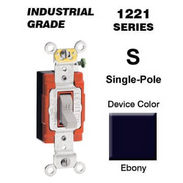 Leviton 15A 3-Way Toggle Switch – Residential Grade, Grounding, Quickwire & Side Wired, Black