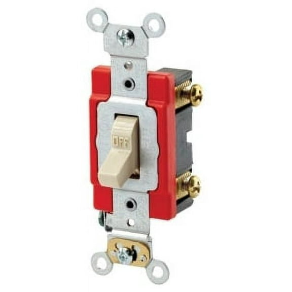 Leviton 1221-2I 20A 120/277V Toggle Single-Pole AC Quiet Switch Spec Grade, Ivory (10 Pack)