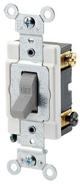Leviton 1222-SGY 20 Amp, 120/277 Volt, Toggle Double-Pole AC Quiet Switch, Heavy Duty Grade, Grounding, Gray