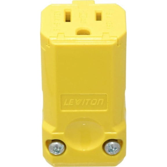 Leviton 125 VAC, 15 Amp, 5-15R NEMA, Valise, Self Grounding, Industrial Grade Connector 2 Pole, 3 Wire, 1 Phase, Nylon, Yellow