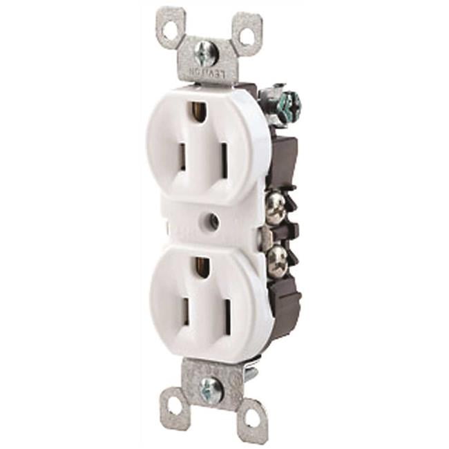 Leviton White 15 Amp Duplex In-Wall Outlet with Wall Plate