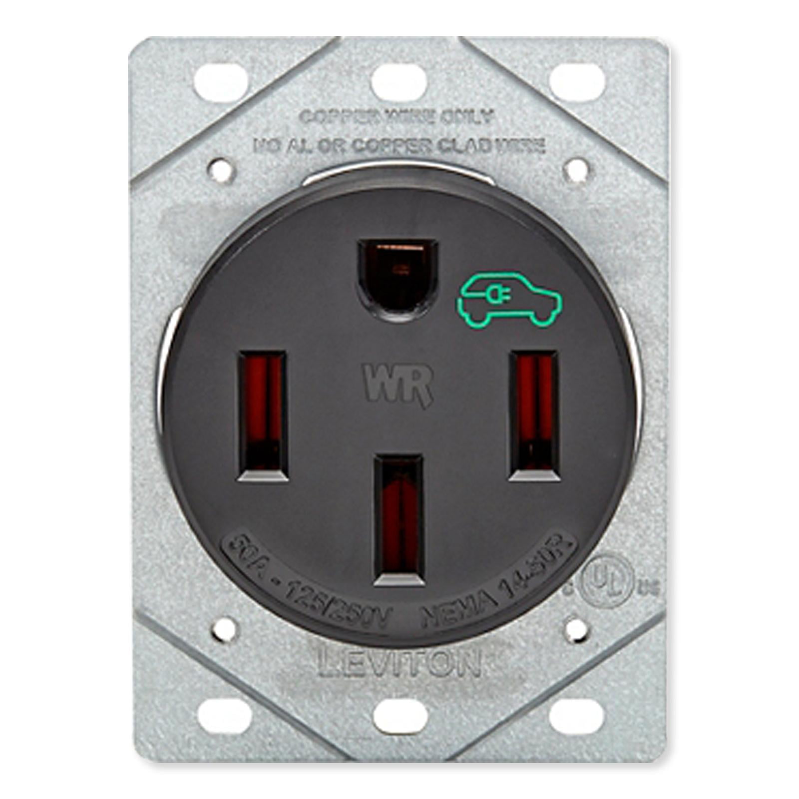 Heavy Duty Black Nylon Weather Resistant EV Charging Outlet
