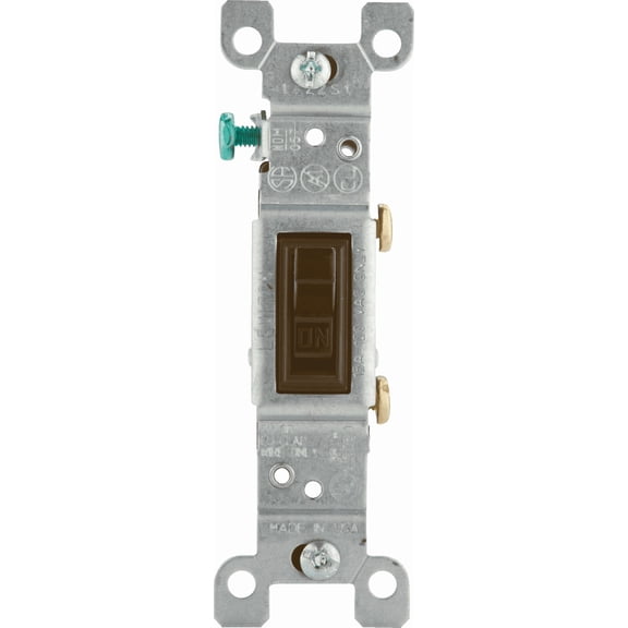 Leviton 1451 15A Toggle Switch in Brown UL Listed for US Residential Electrical Code Compliance, Drop-in NEC-Standard Wiring