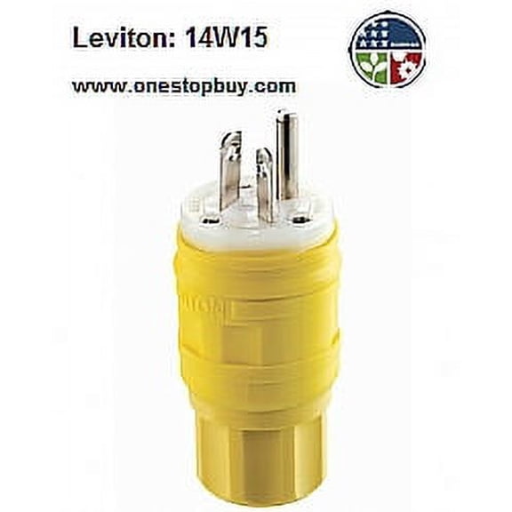Leviton 14W15 Plug, 24-15R 15 Amp 347 Volt Industrial Wetguard - Yellow