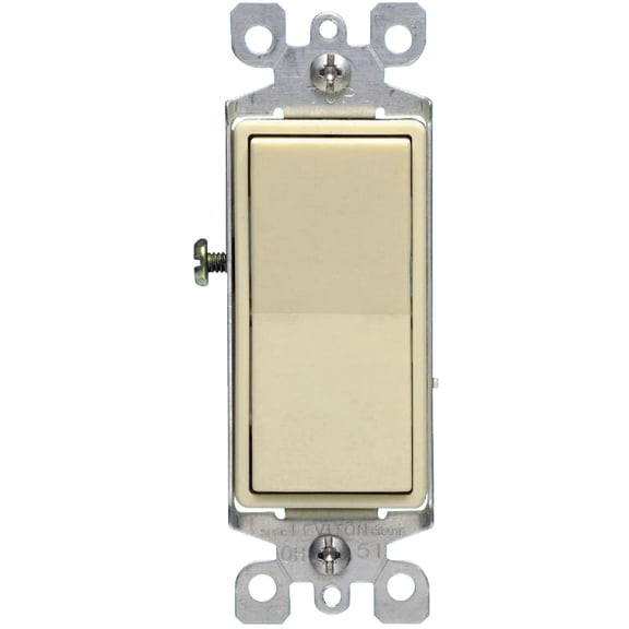 Leviton 15 Amp, 120/277 Volt, Decora Rocker 4-Way AC Quiet Switch, Residential Grade, Grounding, 5604-2I, Ivory