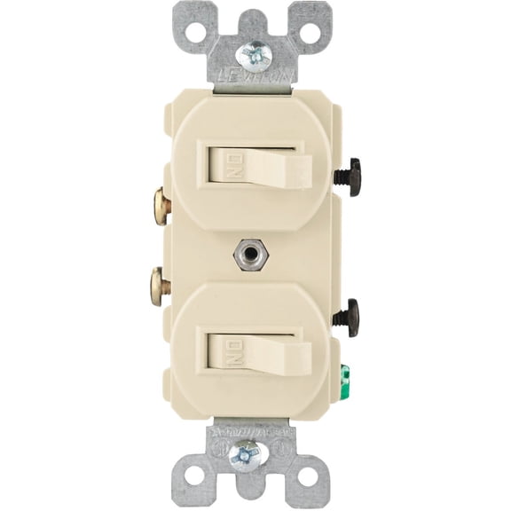 Leviton 15 Amp, 120/277 Volt, Duplex Style Single-Pole/Single-Pole Combination Switch, 5224-2I, Ivory