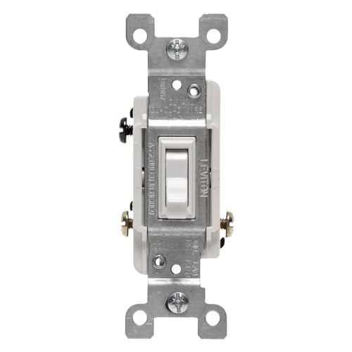 Leviton 15 Amp, 120 Volt, Toggle Framed 3-Way AC Quiet Switch, Residential Grade, Grounding, Quickwire Push-In & Side Wired, 6-Pack, 1453-2WM, White