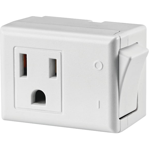 Leviton 15 Amp, 125-Volt AC 3-Wire Grounded Switch Tap with ON/OFF Button, 1470-W, White