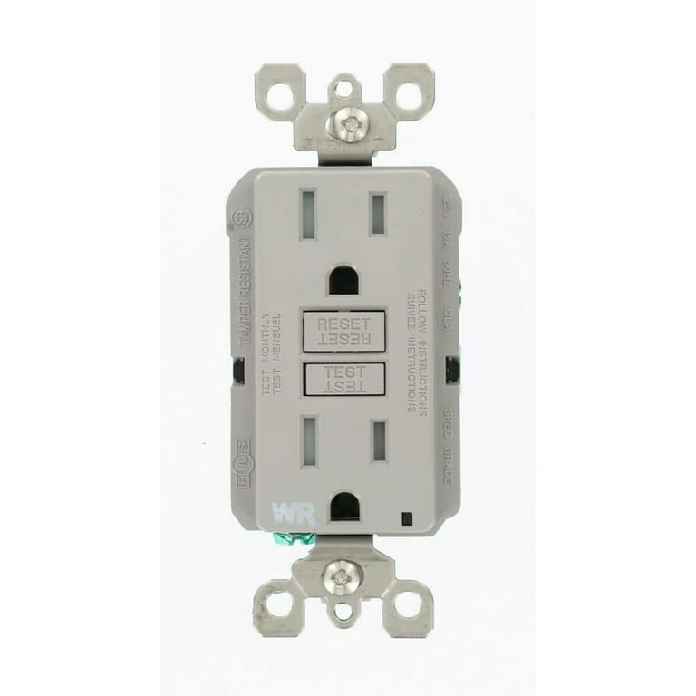 Leviton 15 Amp 125-Volt Duplex Self-Test Tamper Resistant/Weather Resistant GFCI Outlet, Gray Leviton 15 Amp 125-Volt Duplex Self-Test Tamper Resistant/Weather Resistant GFCI Outlet, Gray