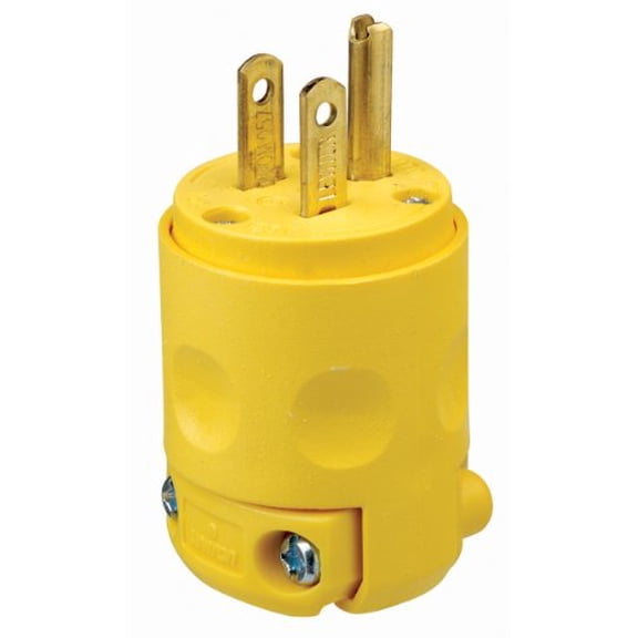 Leviton 15 Amp, 125 Volt, Grounding Plug, 515PV, Yellow