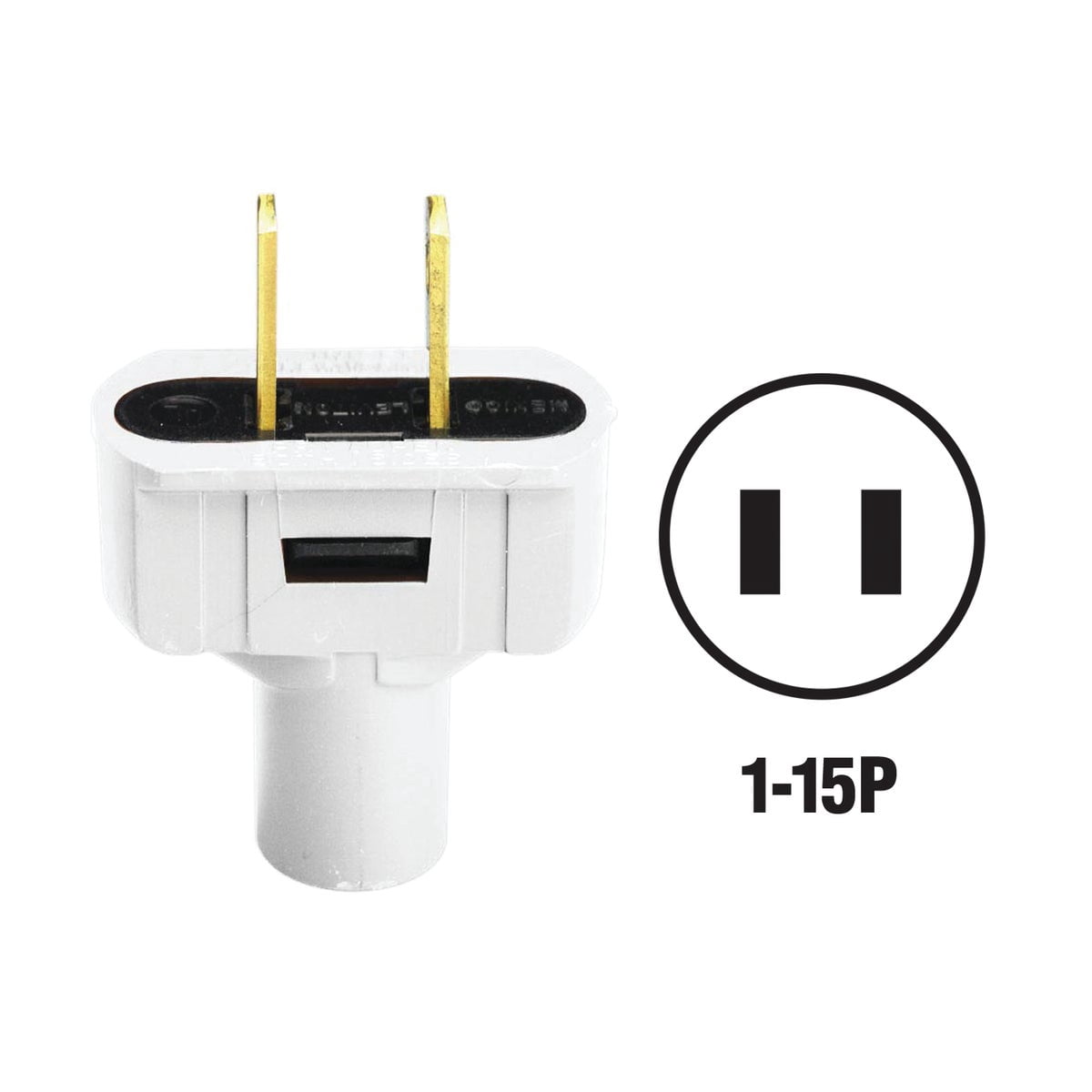 Leviton 15 Amp, 125 Volt, Non Grounding Plug, 48643-W, White - Walmart.com