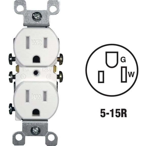 Leviton 15 Amp, 125 Volt, Weather and Tamper Resistant, Duplex Receptacle, Grounding, Side and Quickwire, W5320-T0W, White