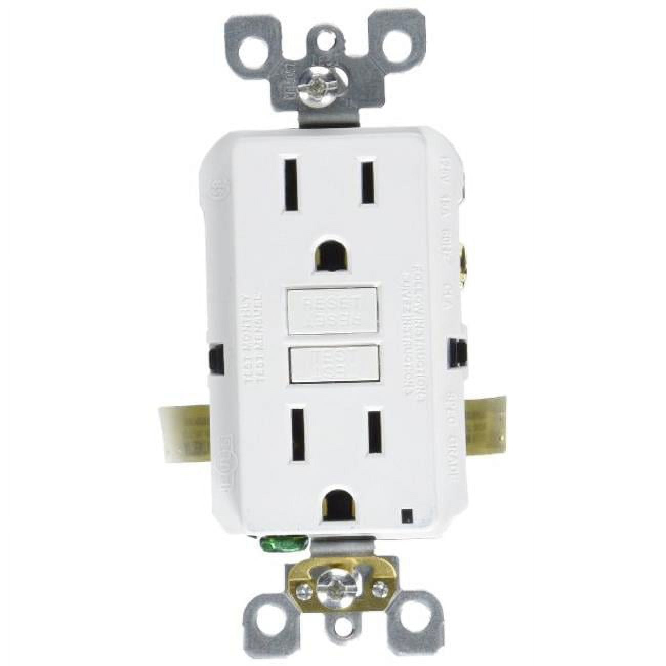 White Tamper Resistant GFCI Outlet with Wall Plate and Indicator Light
