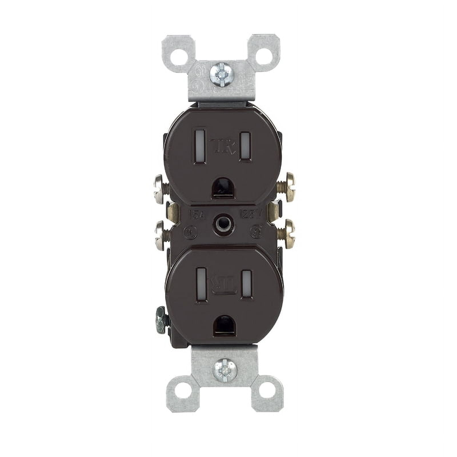 Brown Tamper-Resistant Duplex Outlet with Wall Plate