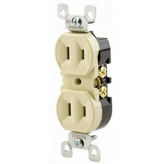 Leviton C21-00223-00I Ivory Residential Grade Straight Blade Duplex Receptacle