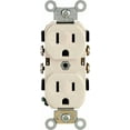 thumbnail image 1 of Leviton S06-0CR15-0TS Duplex Receptacle, 2 -Pole, 15 A, 125 V, Side Wiring, NEMA: 5-15R, Light Almond, 1 of 2