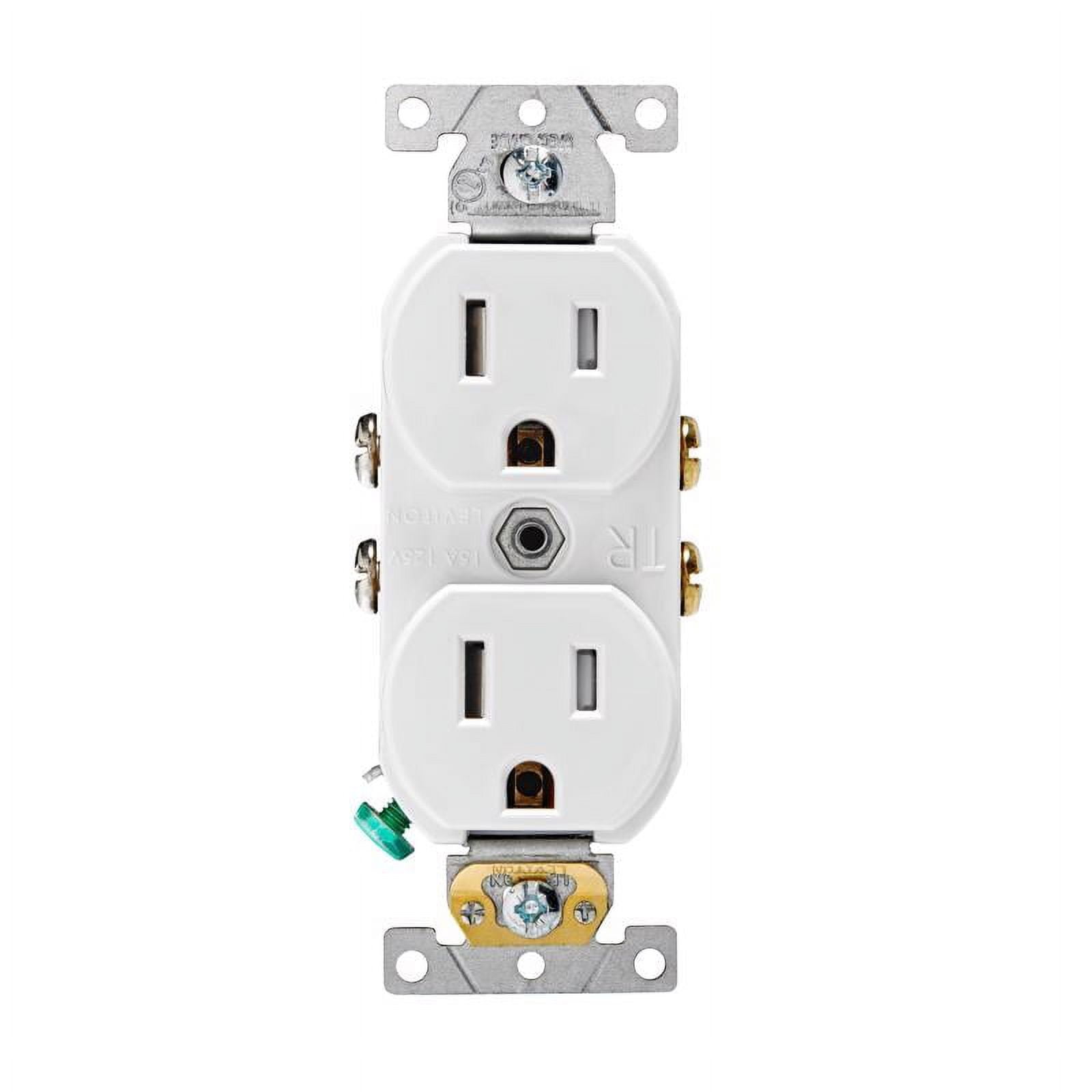 White Tamper Resistant Duplex Outlet with Wall Plate, Pack of 10