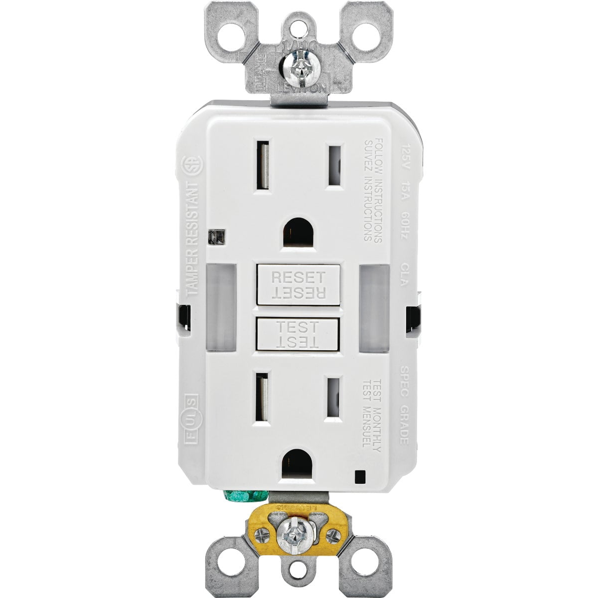 Leviton 15 amps 125 Volt Duplex White GFCI Outlet 5-15R 1 pk