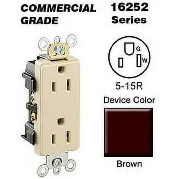 Leviton 16252-LA 5-15R Decora Duplex Receptacle Commercial - Almond