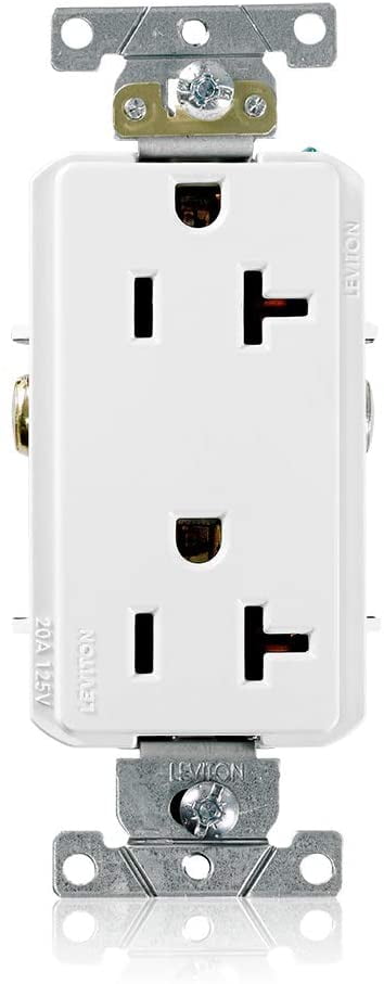 Leviton 16342-W 20-Amp, 125-Volt, Decora Plus Duplex Receptacle ...