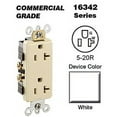 thumbnail image 1 of Leviton 16342-W Decora Duplex Receptacle Commercial Grade 5-20R 20A 125V Side Wired - White, 1 of 5